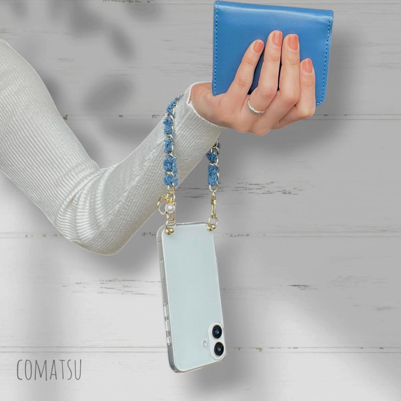 Denimチェーン ハンドストラップ付きスマホケース 落下防止スマホストラップ スマホカバー | 7枚目